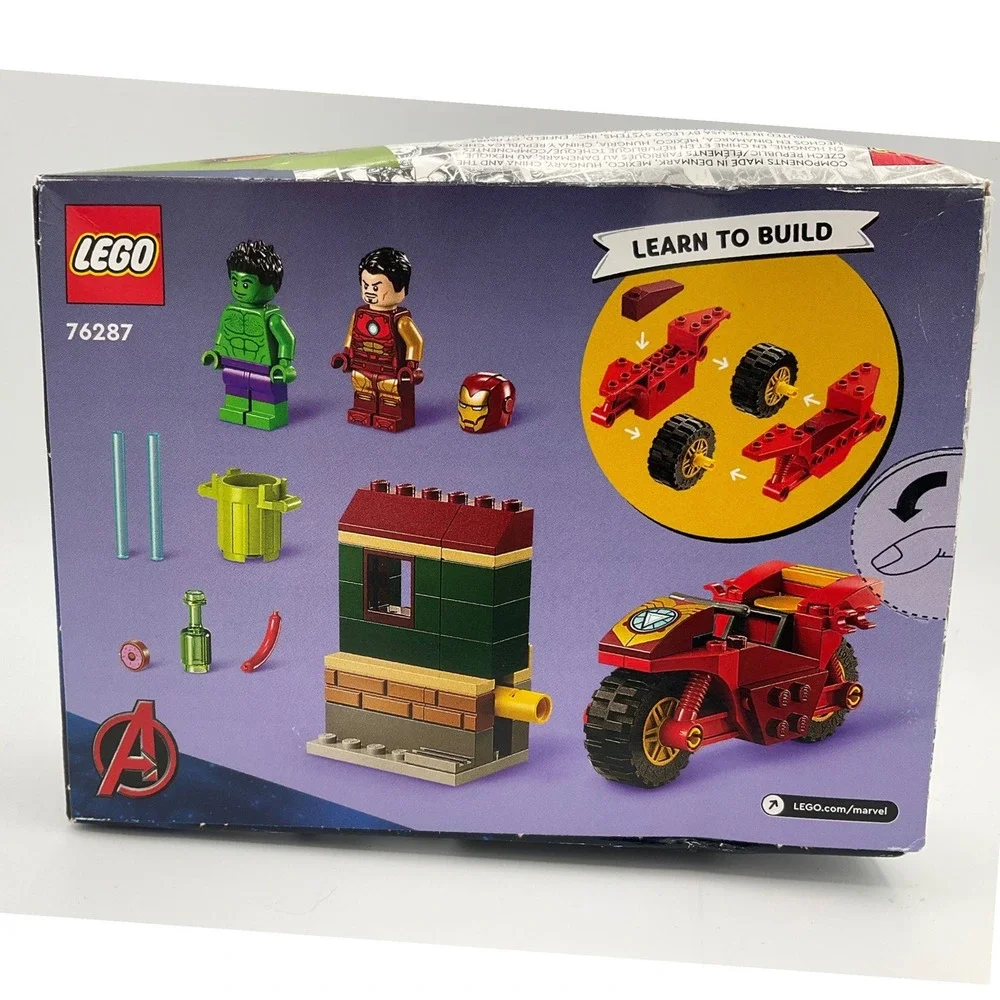 LEGO Marvel 76287 Iron Man with Bike and The Hulk Avengers Building Set 68 Pcs